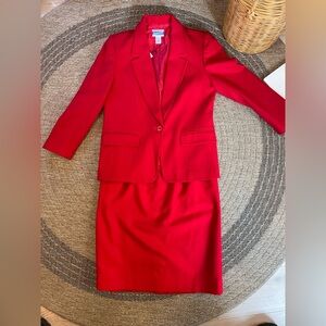 Vintage Red wool Pendleton Petite skirt suit size 12